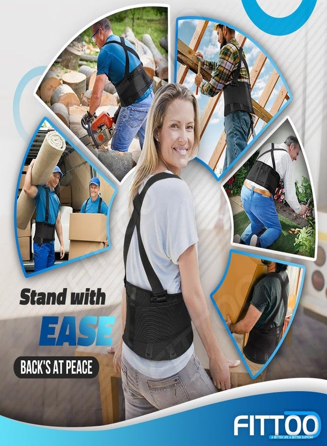FITTOO Back Brace with Removable Suspenders & Lumbar Pad for Back Pain Relief, Heavy Lifting Support, Moving and Warehouse Jobs, Lower Back Pain Protection Belt for Men & Women in Construction - Image 4
