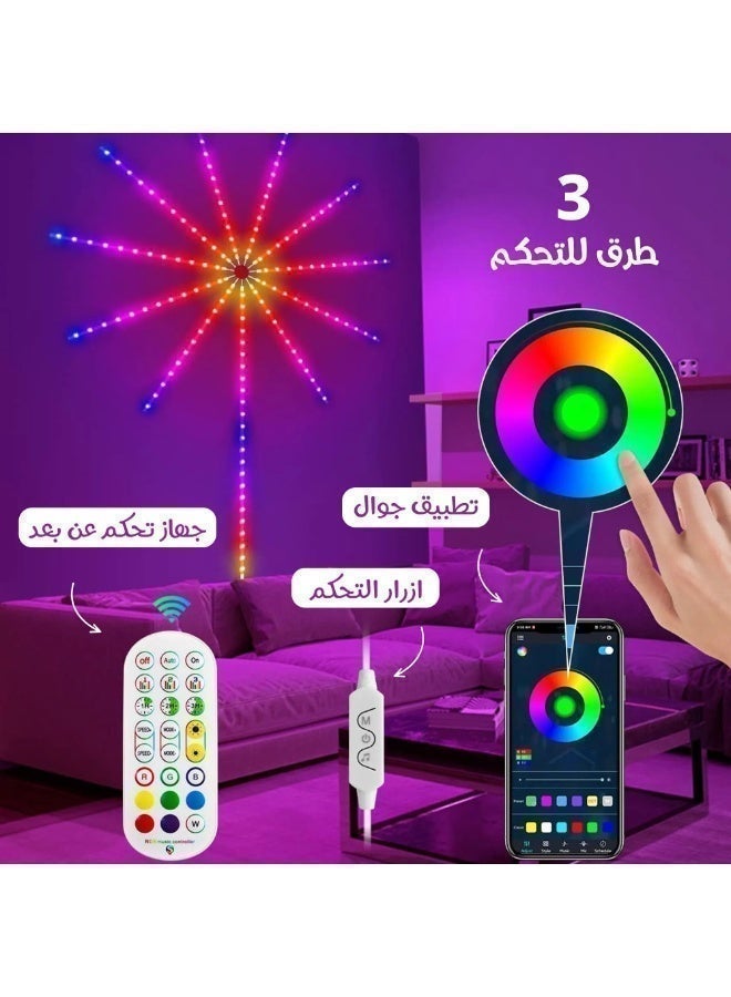 USB Powered RGB LED Strip – Smart Fireworks Effect, Bluetooth & App Control, Remote & Manual Control, Music Sync, Self-Adhesive, for Home & Party Decoration - Image 5