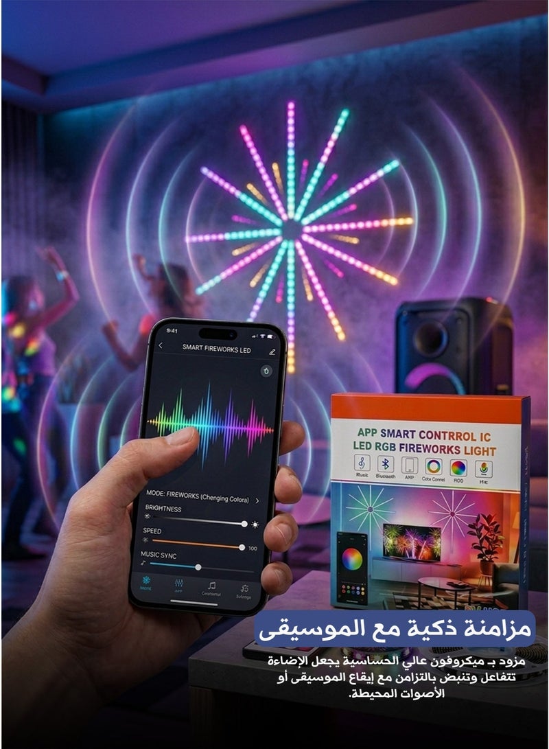 USB Powered RGB LED Strip – Smart Fireworks Effect, Bluetooth & App Control, Remote & Manual Control, Music Sync, Self-Adhesive, for Home & Party Decoration - Image 4