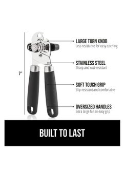 General Manual Hand Held Can Opener With Soft Touch Handle,Rust Proof Oversized Handheld Easy Turn Knob,Best Large Lid Openers,Black  - Image 2