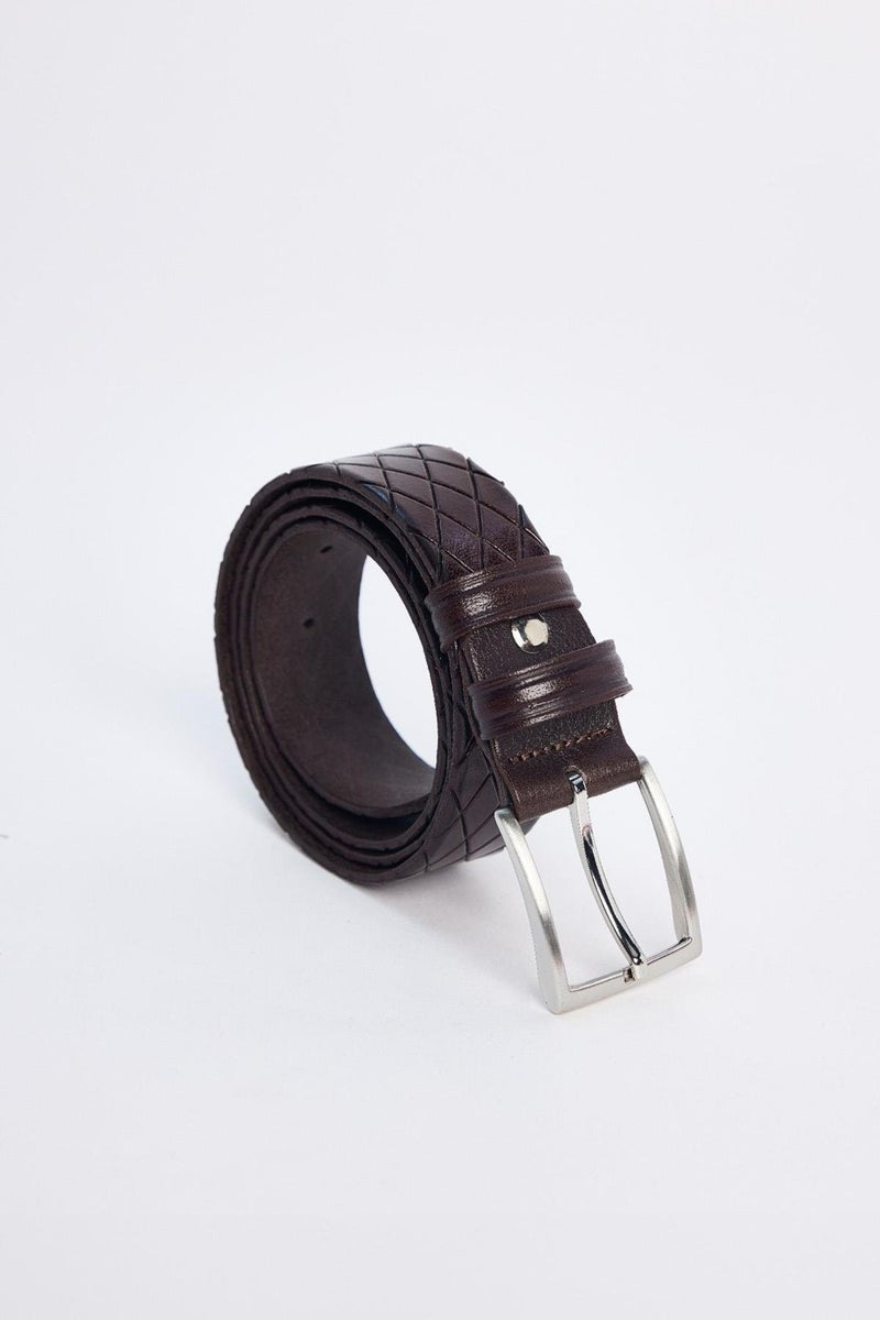 Men’s Leather 3.5 cm Classic Brown Belt