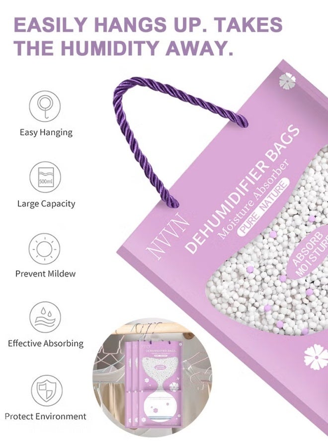 10 Pcs Drying Agent Moisture Absorber Bags Hanging Closet Dehumidifier Bags Anti Mold Desiccant Bags Humidity Packs Wardrobe Dehumidifier for Closet, Safe, Cars, Wardrobes, Basement（lavender flavor） - Image 2