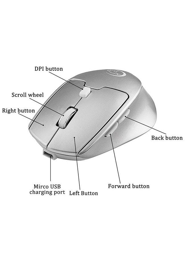 NIBEMINENT G823 2.4 GHz Wireless Dual Mode Optical Mice Silver  - Image 4