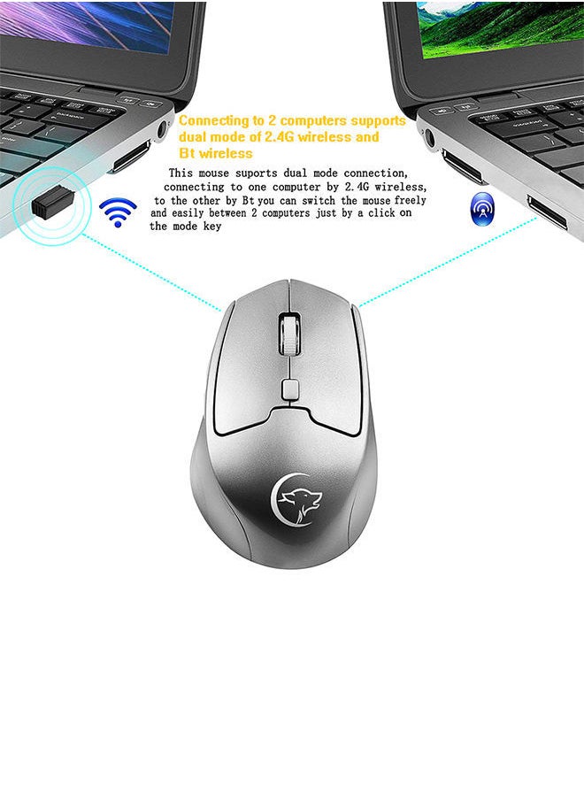 NIBEMINENT G823 2.4 GHz Wireless Dual Mode Optical Mice Silver  - Image 2