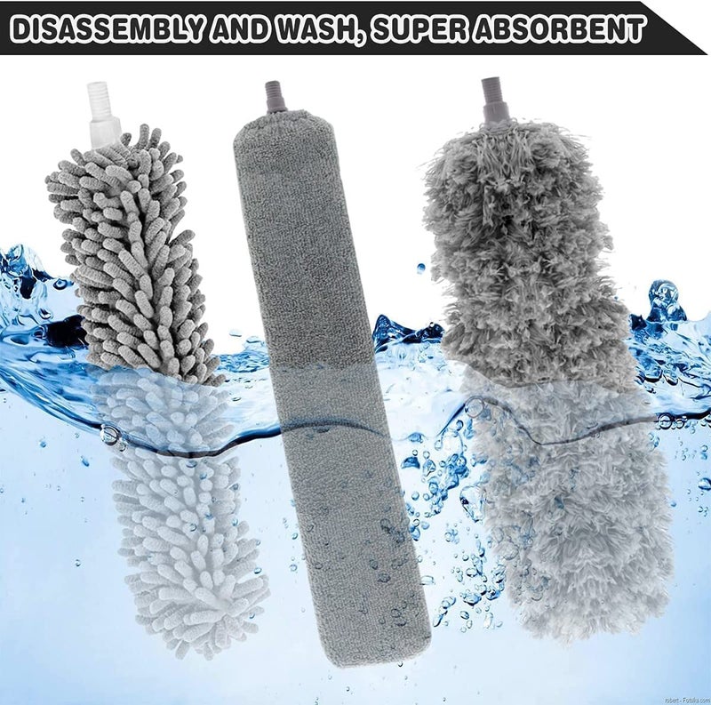 Deoxys Microfiber Dusters for Cleaning Stainless Extension Pole 30100 inches with 3 Cleaning Head Cleaning for Furniture Cars Gap Keyboards Ceilings - Image 4