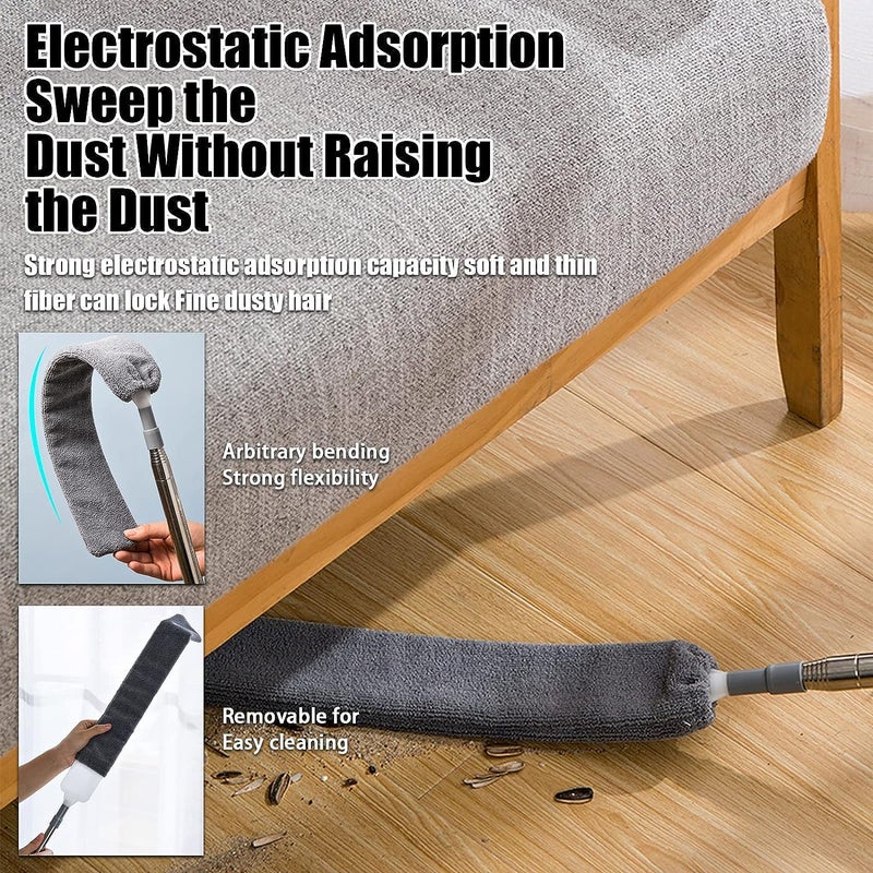 Deoxys Microfiber Dusters for Cleaning Stainless Extension Pole 30100 inches with 3 Cleaning Head Cleaning for Furniture Cars Gap Keyboards Ceilings - Image 5