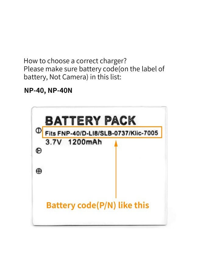Norifon شاحن USB LCD NP-40 لكاميرات فوجي فيلم فاين بيكس F402، F403، F420، F455، F460، F470، F480، F610، F650، F700، F710، F810، F811، J50، V10، Z1، Z2 والمزيد - Image 3