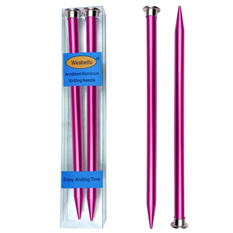 Weabetfu Aluminum Metal Knitting Needle,Colored Straight Single Pointed,10-inch Length for Handmade DIY Knitting,Size US 15(10.0mm) - Image 1