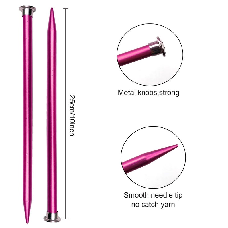 Weabetfu Aluminum Metal Knitting Needle,Colored Straight Single Pointed,10-inch Length for Handmade DIY Knitting,Size US 15(10.0mm) - Image 3