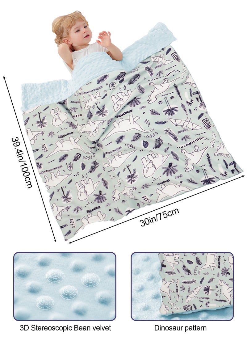 URbazaar Baby Blanket for Boys Girls Super Soft Double Layer with Dotted Backing, Lovely Woodland Animal Design Blanket for Toddler Newborn 30 x 40 Inch(Dinosaur 75x100cm) - Image 2