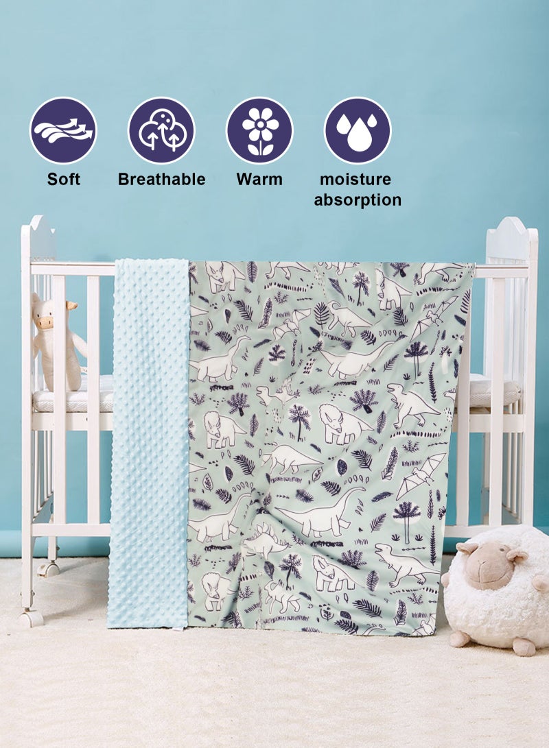 URbazaar Baby Blanket for Boys Girls Super Soft Double Layer with Dotted Backing, Lovely Woodland Animal Design Blanket for Toddler Newborn 30 x 40 Inch(Dinosaur 75x100cm) - Image 3
