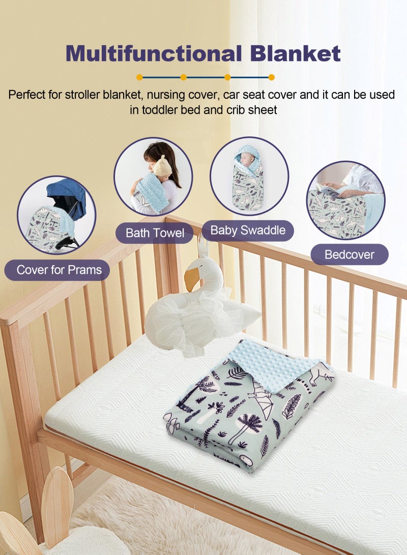URbazaar Baby Blanket for Boys Girls Super Soft Double Layer with Dotted Backing, Lovely Woodland Animal Design Blanket for Toddler Newborn 30 x 40 Inch(Dinosaur 75x100cm) - Image 5