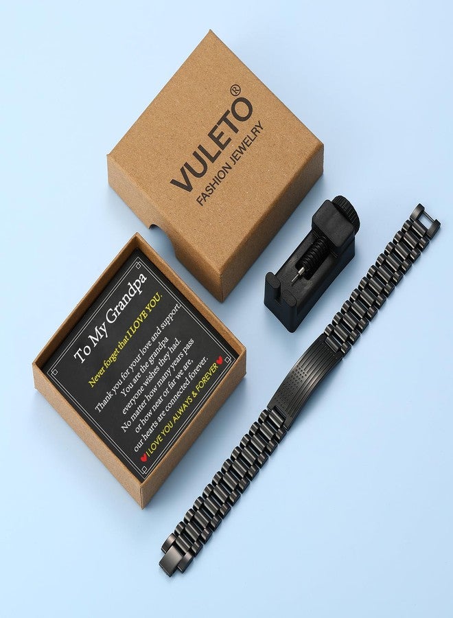 VULETO To My Man Boyfriend Husband Dad Son Bracelet Gifts, Stainless Steel American Flag Watch Link Bracelet Fathers Day Valentines Christmas Jewelry Gifts for Men Him, one size, Stainless Steel, no - Image 2