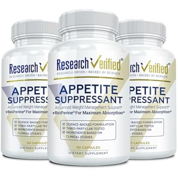 Research Verified Appetite Suppressant - Curb Cravings, Reach Satiety, Boost Metabolism - 60 Capsules - Pack of 3 - Image 1