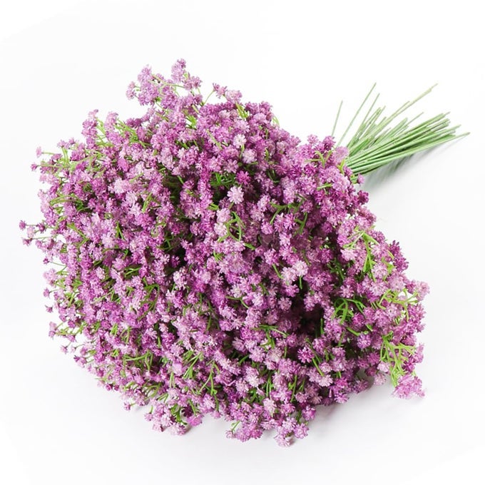 15 PCS Babys Breath Artificial Flowers Fake Babys Breath Flowers Artificial Bulk Purple Gypsophila Bouquets Real Touch Faux Flowers for Wedding Floral Arrangement Party Home Decoration
