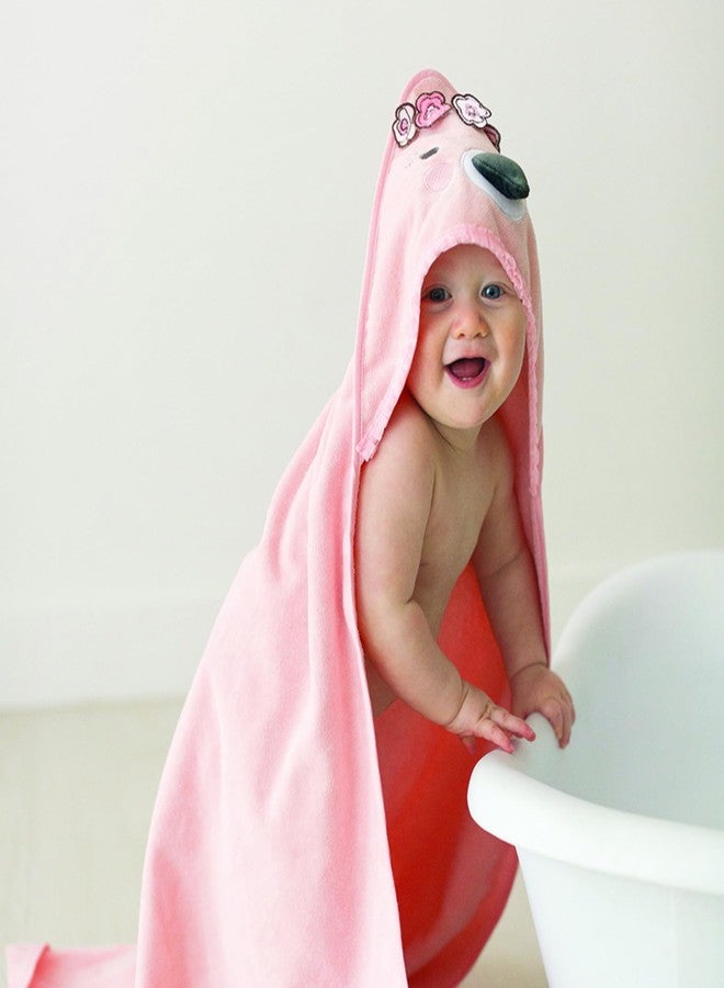 Stephan Baby Hooded Towel - 100% Cotton with Fun Animal Design for Infants and Toddlers, 31" Square, Flamingo - Image 3