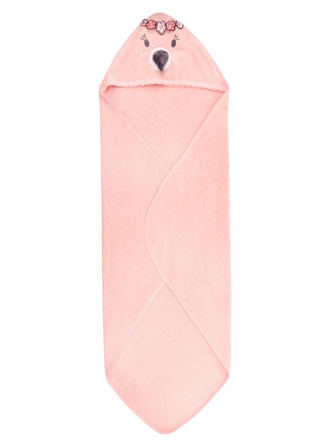 Stephan Baby Hooded Towel - 100% Cotton with Fun Animal Design for Infants and Toddlers, 31" Square, Flamingo - Image 1