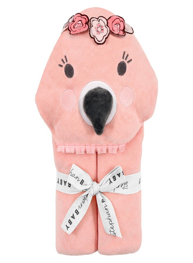 Stephan Baby Hooded Towel - 100% Cotton with Fun Animal Design for Infants and Toddlers, 31" Square, Flamingo - Image 2