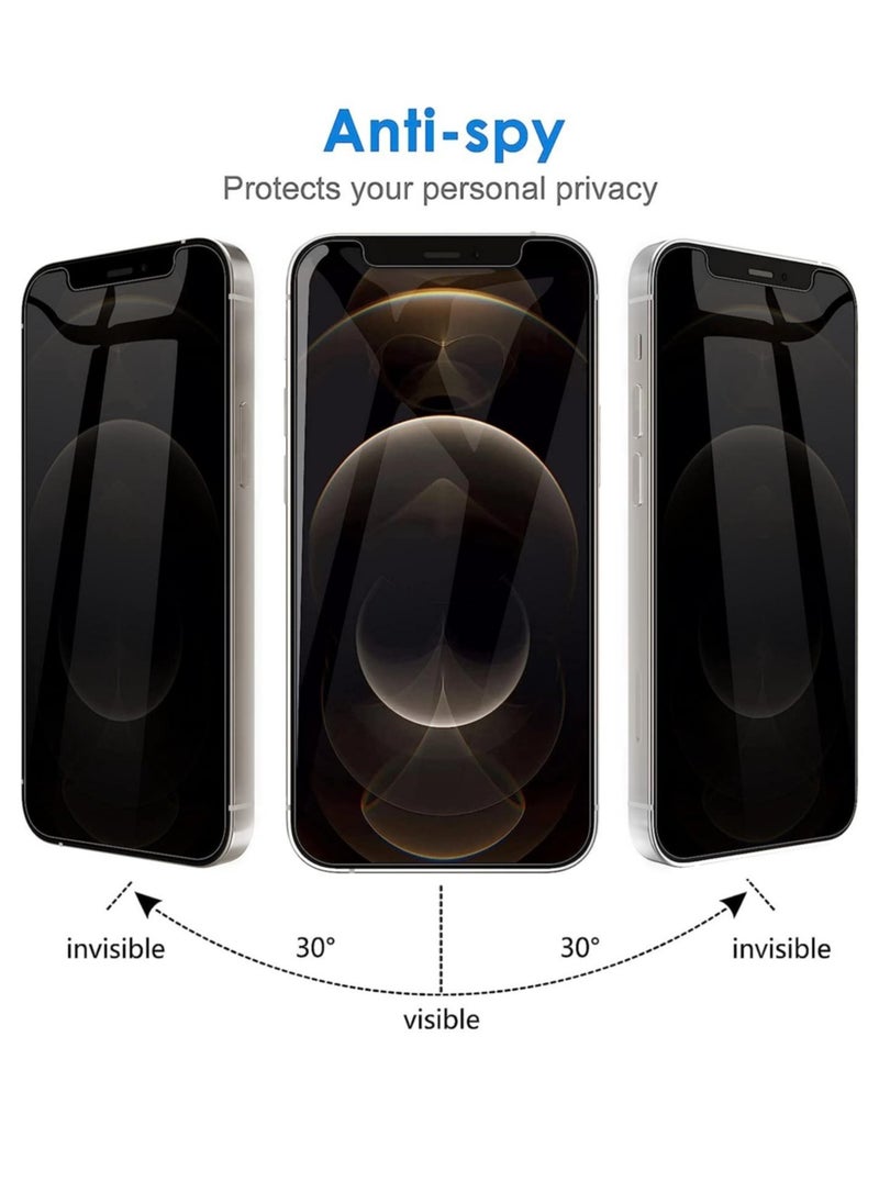 (2 Pack) for iPhone 12 PRO Privacy Tempered Glass Screen Protector Anti-Scratch with Back Camera glass Alignment Frame Bubble Free Scratch Resistant