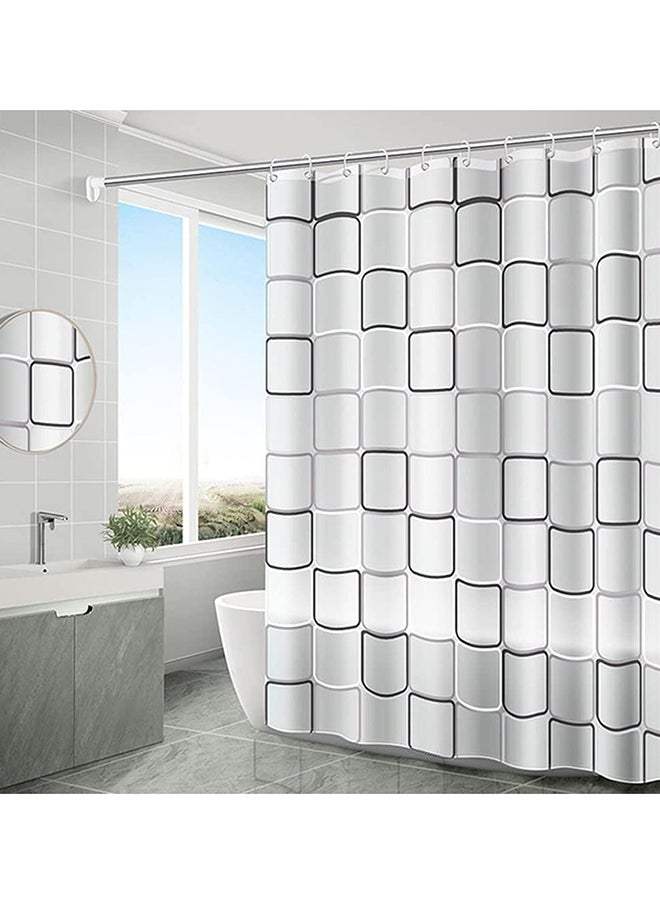SKY-TOUCH Waterproof Square Printing Shower Curtain White 180x200centimeter  - Image 1