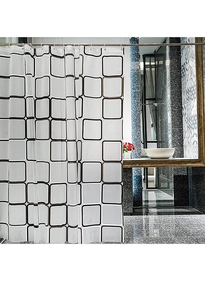 SKY-TOUCH Waterproof Square Printing Shower Curtain White 180x200centimeter  - Image 3