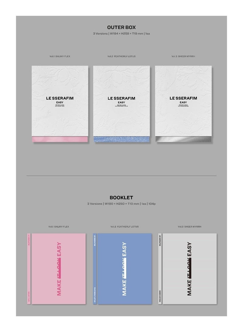 LE SSERAFIM Le Sserafim Easy Vol.2 Featherly Lotus Version 3rd Mini Album Kpop CD Folding Poster Photocard Postcard Booklet Sticker Lyric book  - Image 3