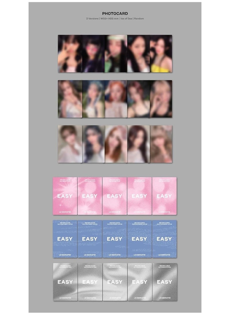 LE SSERAFIM Le Sserafim Easy Vol.2 Featherly Lotus Version 3rd Mini Album Kpop CD Folding Poster Photocard Postcard Booklet Sticker Lyric book  - Image 5