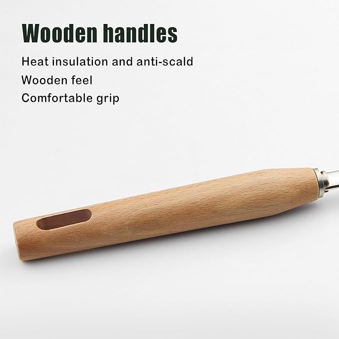OLRADA Olrada Heavy Duty Professional Standard Stainless Steel Deep Fry Strainer with U Shape Wooden Handle 32Inch  - Image 2