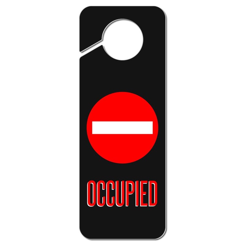GRAPHICS & MORE Graphics and More Occupied Red Circle Plastic Door Knob Hanger Sign - Image 1