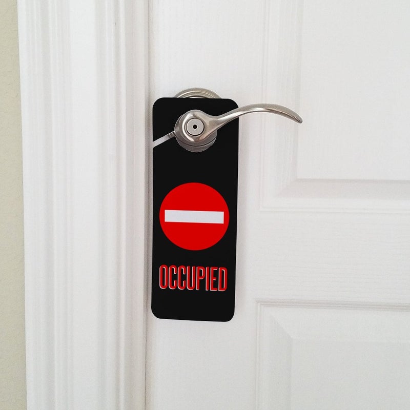 GRAPHICS & MORE Graphics and More Occupied Red Circle Plastic Door Knob Hanger Sign - Image 4