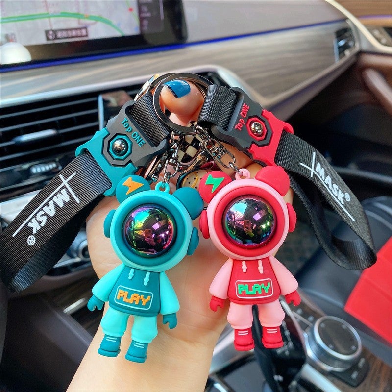 New Couple Lightning Bear Keychain Bag Astronaut Car Silicone Key Chain Spaceman Pendant Gift - Image 3