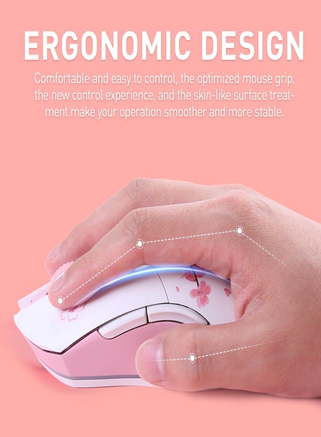 DAREU Sakura Pink Wireless Gaming Mouse with Charging Dock Rechargeable RGB,12K DPI,6 Programmable Buttons High-Precision Sensor [300IPS] [1000Hz] for PC Notebook Mac - Image 5