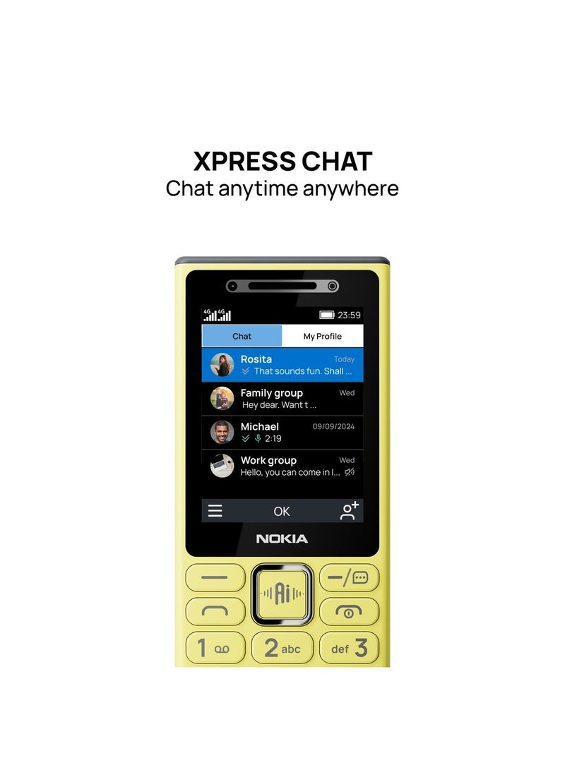 نوكيا 200 ثنائي الشريحة، أصفر، 64 ميجابايت من ذاكرة الوصول العشوائي، 128 ميجابايت، 4G - إصدار الشرق الأوسط - Image 2