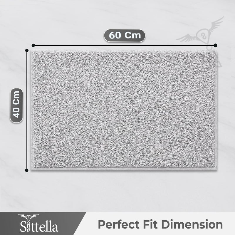 SITTELLA® Pack of 2 Premium 2000 GSM Microfiber Bathroom Mats (60x40 cm) | Ultra Soft Plush Bath Rug | Anti-Skid Backing | Super Water Absorbent & Quick Dry | Washable Bath Mat for Shower| Light-Grey - Image 2