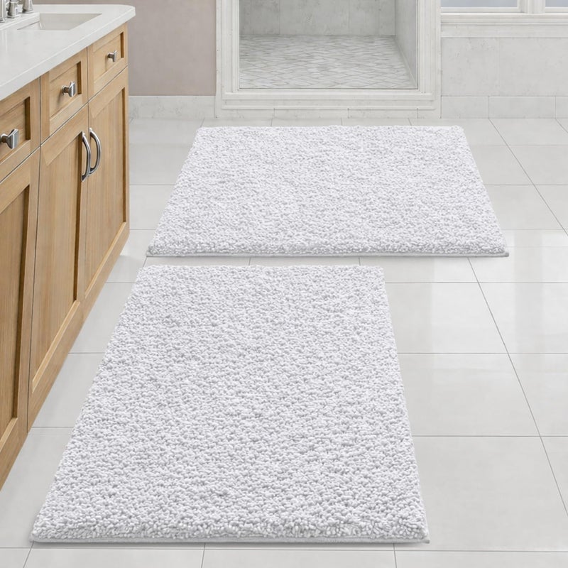SITTELLA® Pack of 2 Premium 2000 GSM Microfiber Bathroom Mats (60x40 cm) | Ultra Soft Plush Bath Rug | Anti-Skid Backing | Super Water Absorbent & Quick Dry | Washable Bath Mat for Shower| Light-Grey - Image 1