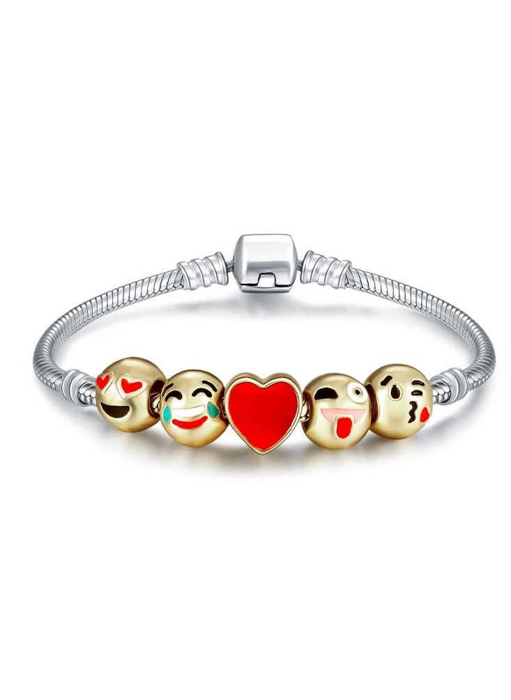 Generic - 5 Alloy Beads Expression Pack Bracelet Cartoon Smiling Face - Image 1