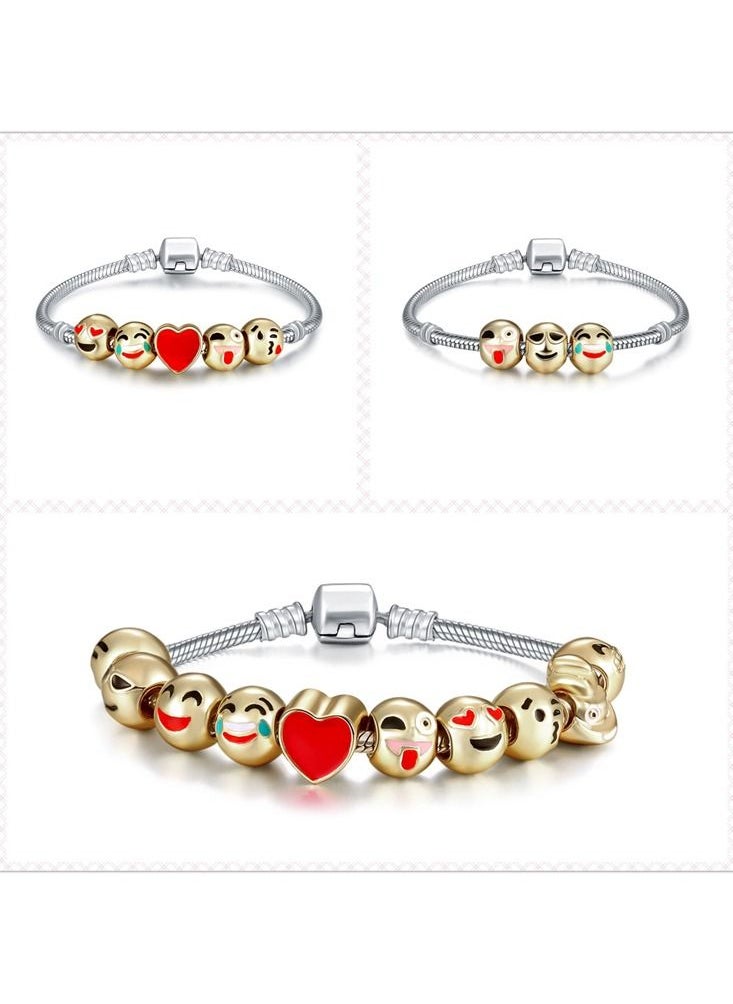 Generic - 5 Alloy Beads Expression Pack Bracelet Cartoon Smiling Face - Image 1