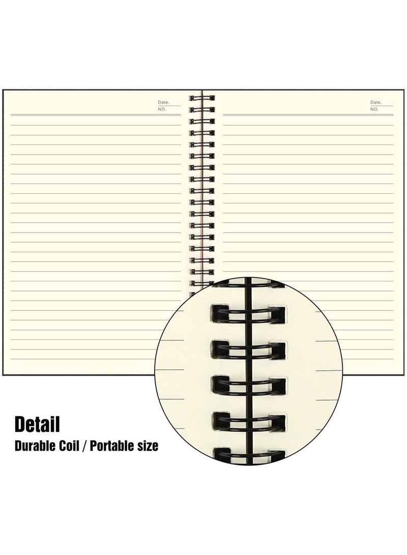 كشكول سلك حلزوني مقاس A5 من كاستويف، دفتر يوميات عادي، دفتر ملاحظات بغلاف ناعم، 50 ورقة، 100 صفحة، ورق مسطر، 13 سم × 20 سم، مناسب لمستلزمات المكتب والمدرسة، 4 قطع - Image 3