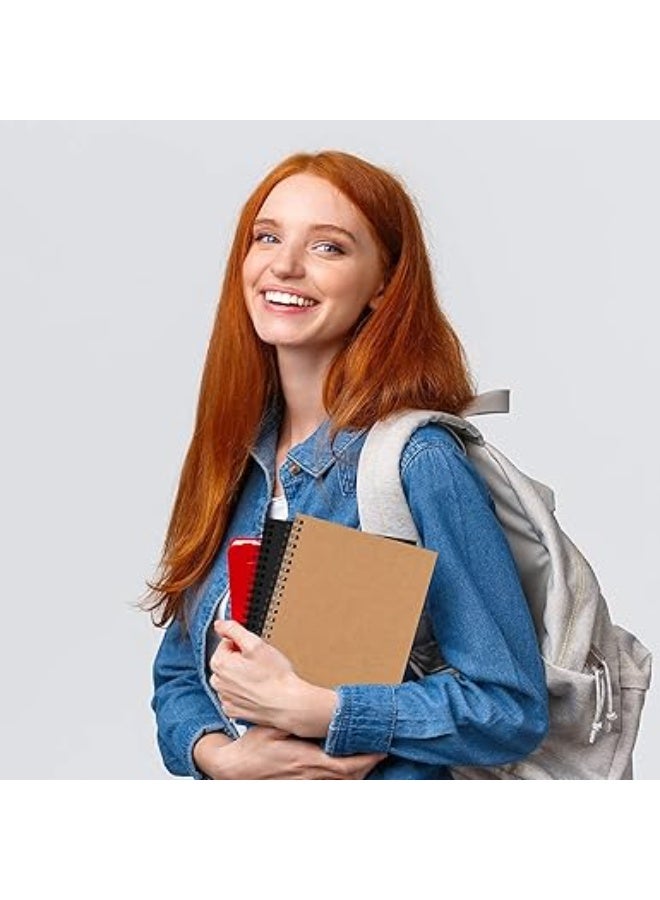 كشكول سلك حلزوني مقاس A5 من كاستويف، دفتر يوميات عادي، دفتر ملاحظات بغلاف ناعم، 50 ورقة، 100 صفحة، ورق مسطر، 13 سم × 20 سم، مناسب لمستلزمات المكتب والمدرسة، 4 قطع - Image 5