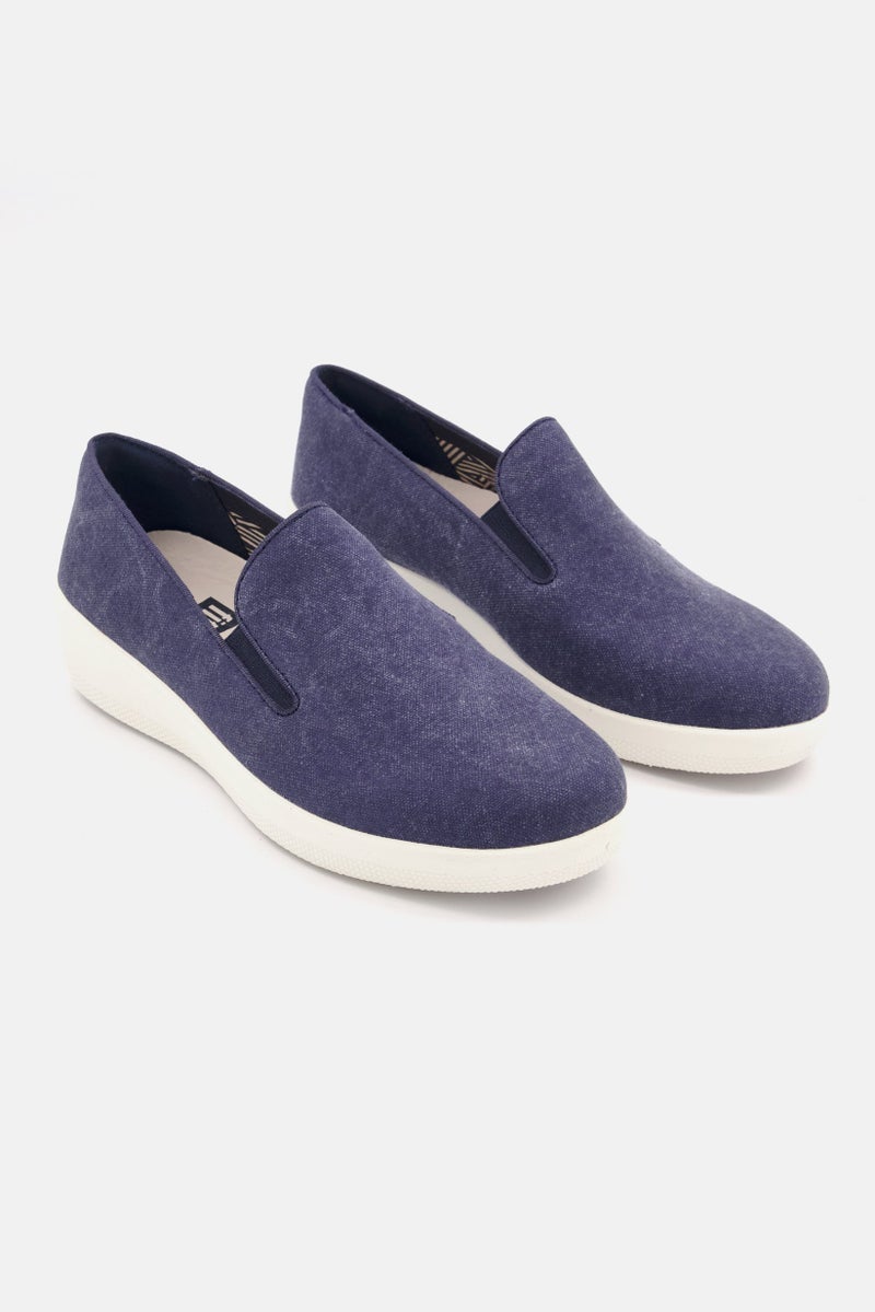 FitFlop Women Super Skate Closed Toe Slip On Casual Shoes, Navy/White  - Image 1