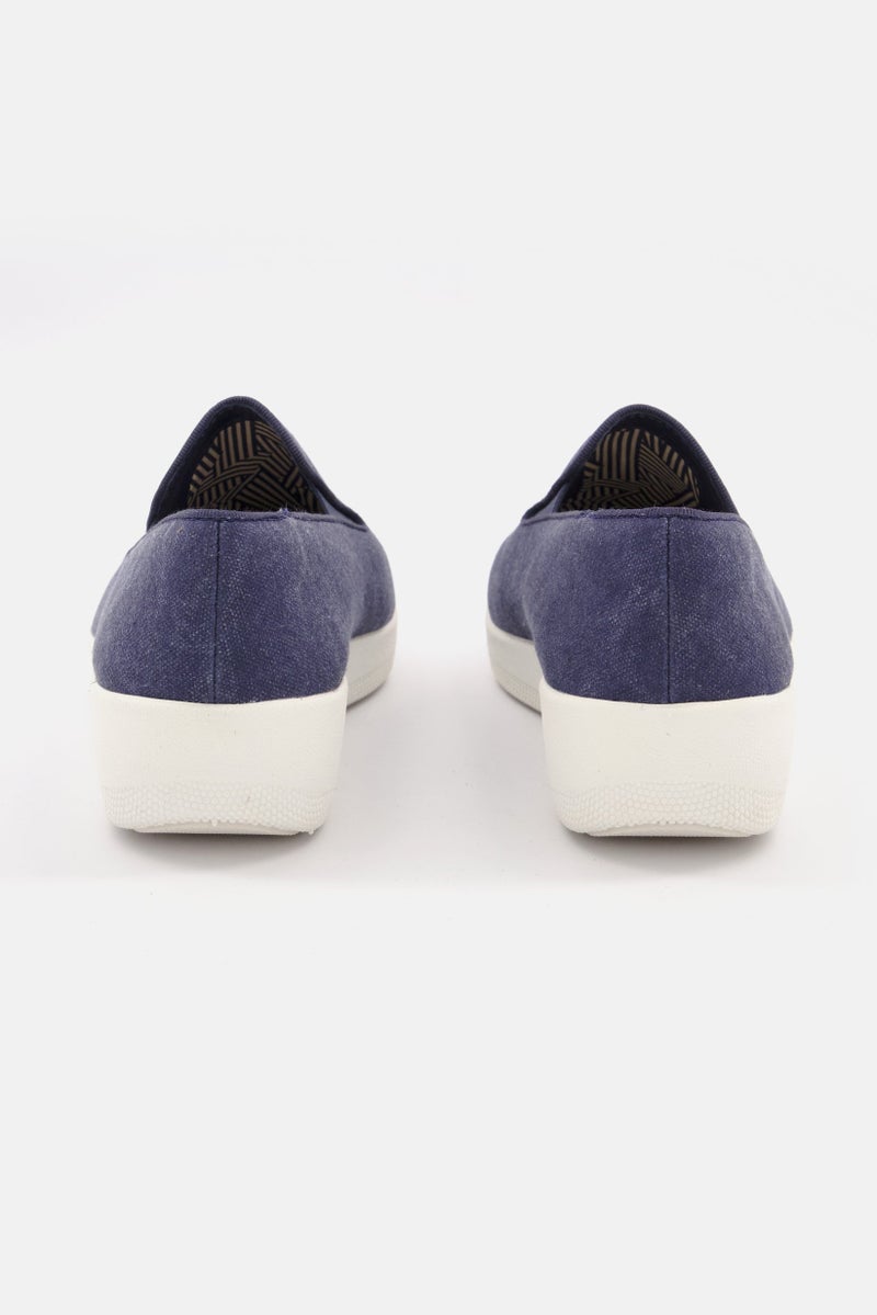 FitFlop Women Super Skate Closed Toe Slip On Casual Shoes, Navy/White  - Image 4
