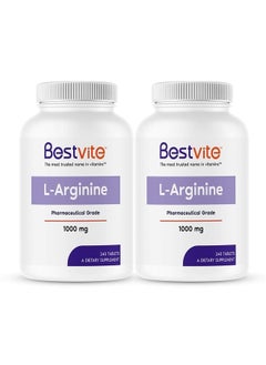 BESTVITE L-Arginine 1000mg (480 Tablets) (240 x 2) containing 20% More Pure L-Arginine as Compared to L-Arginine HCL Products  - Image 1