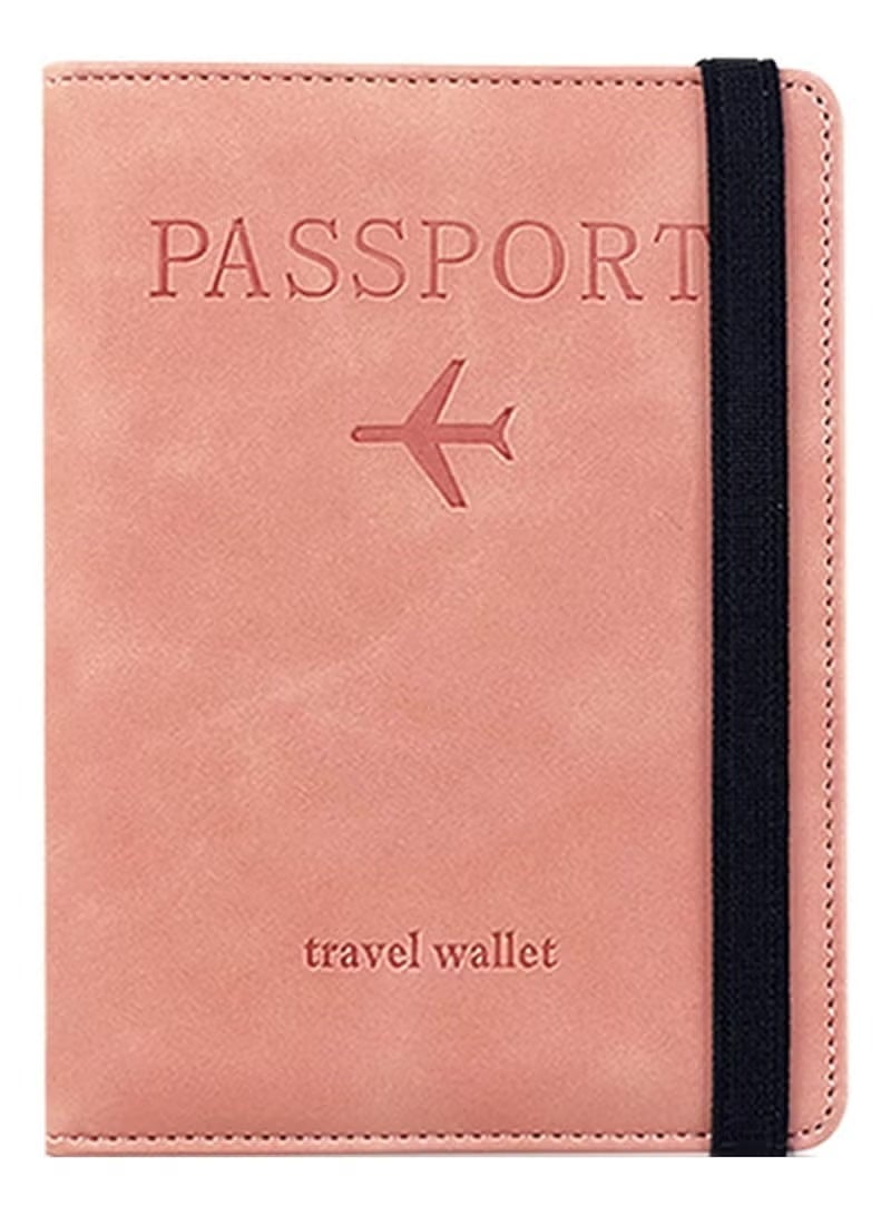 1 passport case wallet case, passport case with RFID shielding, PU leather travel document case, suitable for men's and women's travel accessories (pink)  - Image 2