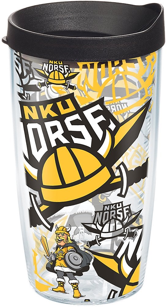 Tervis Northern Kentucky Norse All Over Tumbler with Wrap and Black Lid 16oz Clear
