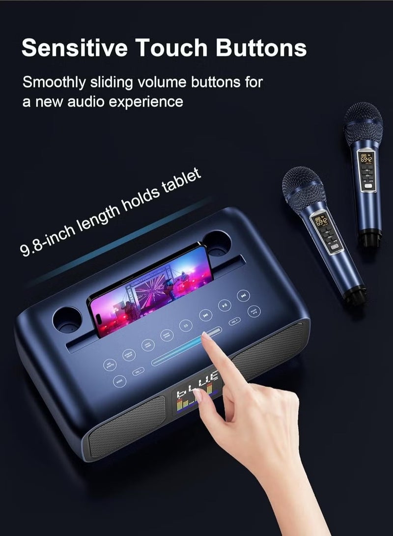 Smart Berry Portable Karaoke Machine with 2 Wireless Microphones – Rechargeable Bluetooth Speaker for Adults & Kids, AUX/USB/TF Card Compatible, PA System for Parties, Home & Outdoor Fun - Image 2