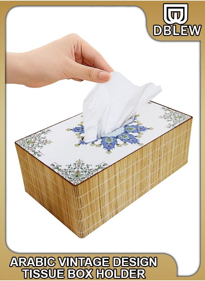 DBLEW - Arabic Tissue Box Holder Vintage Design Rectangle Facial Wipes Dispenser Dryer Sheet Wet Toilet Roll Paper Storage Container Restaurant Napkin Case For Room Kitchen Bathroom Vanity Countertops Desks - Image 1