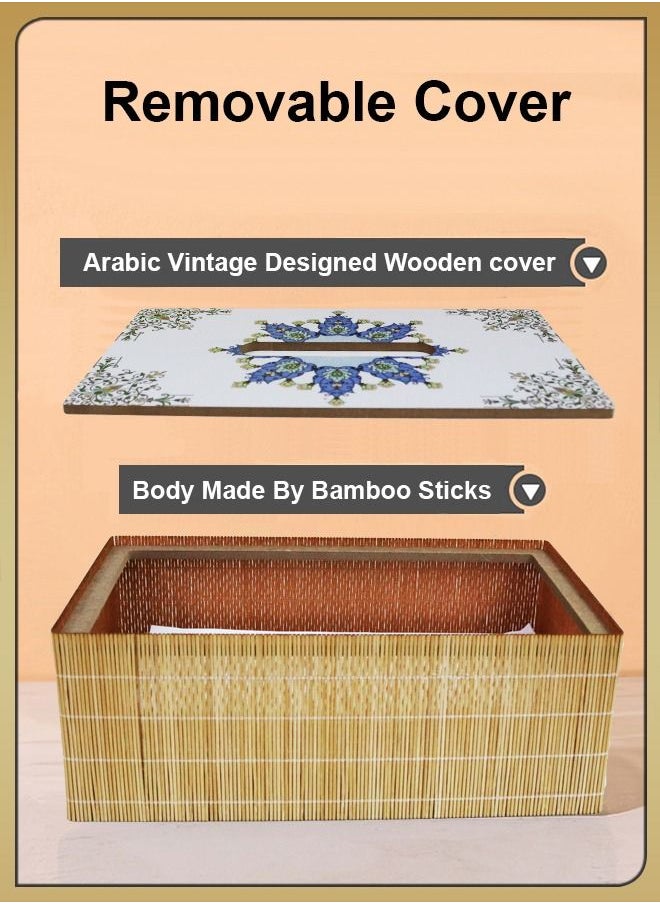 DBLEW - Arabic Tissue Box Holder Vintage Design Rectangle Facial Wipes Dispenser Dryer Sheet Wet Toilet Roll Paper Storage Container Restaurant Napkin Case For Room Kitchen Bathroom Vanity Countertops Desks - Image 1