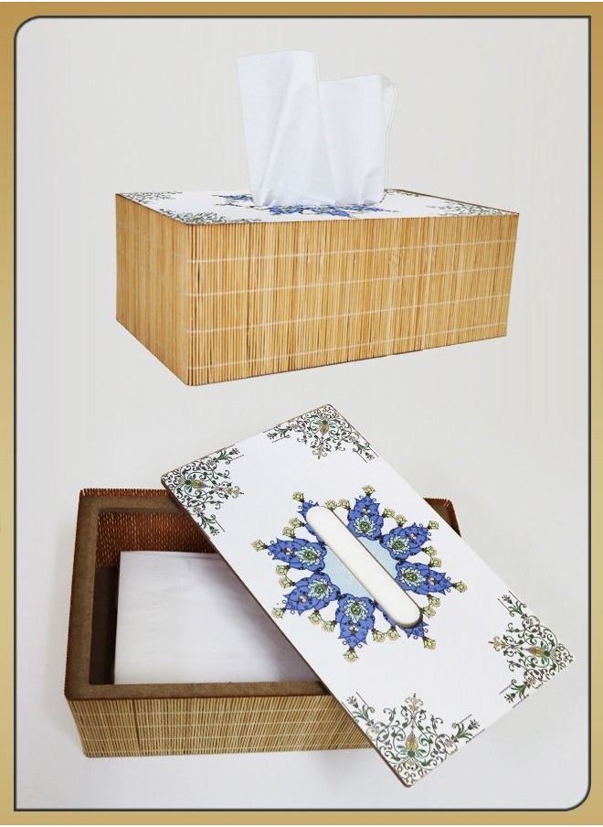 DBLEW - Arabic Tissue Box Holder Vintage Design Rectangle Facial Wipes Dispenser Dryer Sheet Wet Toilet Roll Paper Storage Container Restaurant Napkin Case For Room Kitchen Bathroom Vanity Countertops Desks - Image 1