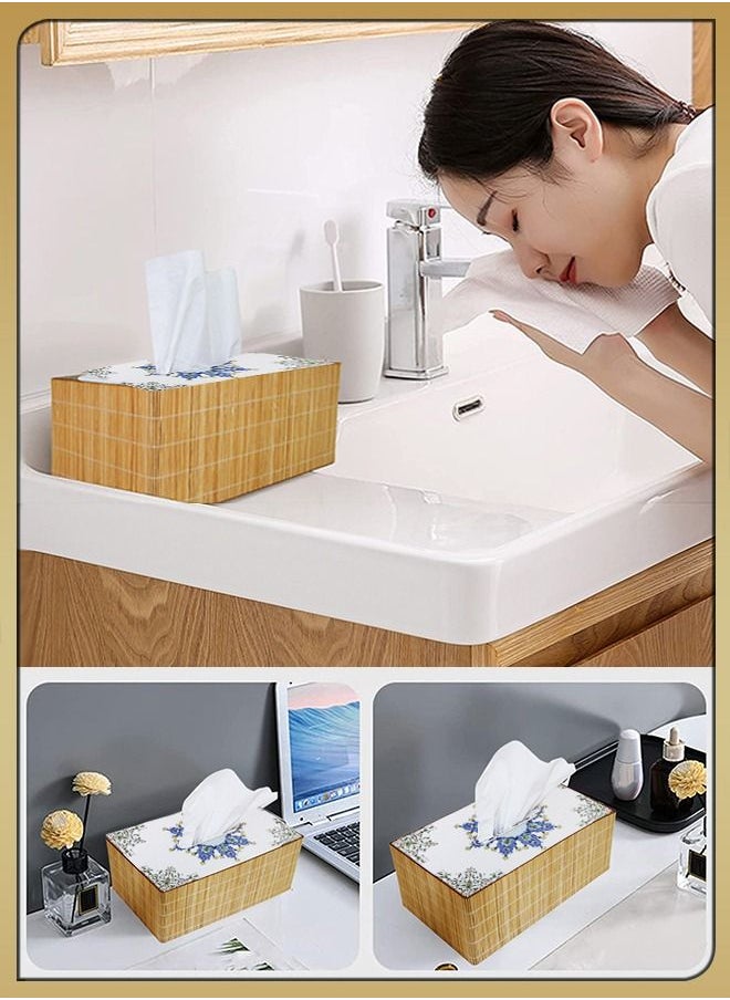 DBLEW - Arabic Tissue Box Holder Vintage Design Rectangle Facial Wipes Dispenser Dryer Sheet Wet Toilet Roll Paper Storage Container Restaurant Napkin Case For Room Kitchen Bathroom Vanity Countertops Desks - Image 1