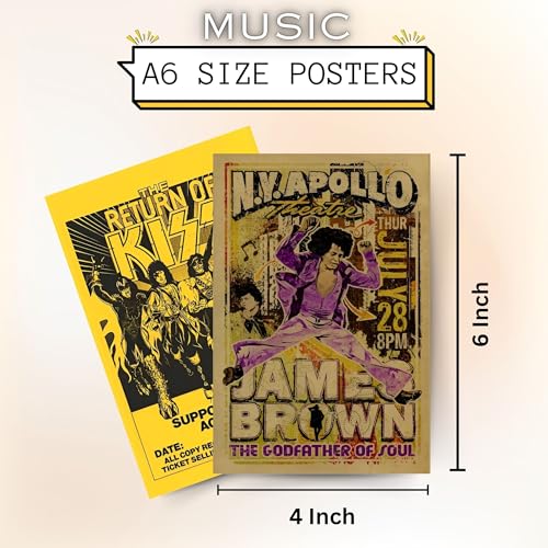Posters Inc Paper Pack Of 54 Rock Band Vintage Stickers For Bedroom,Music Poster For Wall,Collection Of World Tour Concert Light Show Photos Of Favourite Idol,4 * 6 Inch Not Framed,Glue Dots Included - Image 5